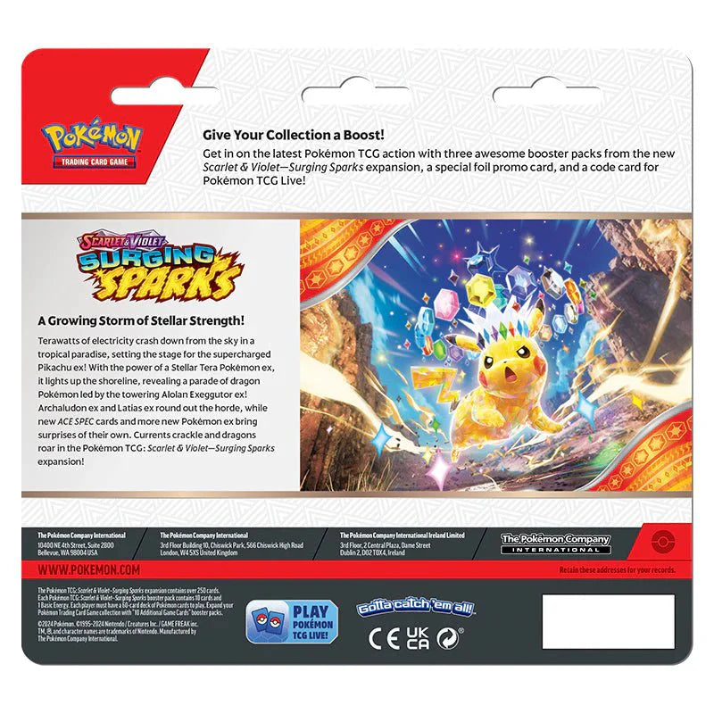 Pokémon Scarlet & Violet – SV08 Surging Sparks – 3-Pack Blister Zapdos
