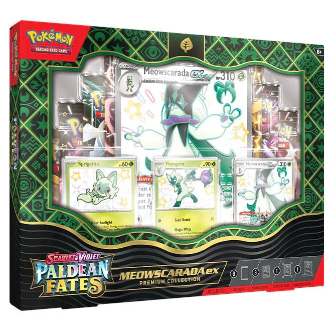 Pokémon Scarlet & Violet – SV4.5 Paldean Fates – Shiny Meowscarada ex Premium Collection