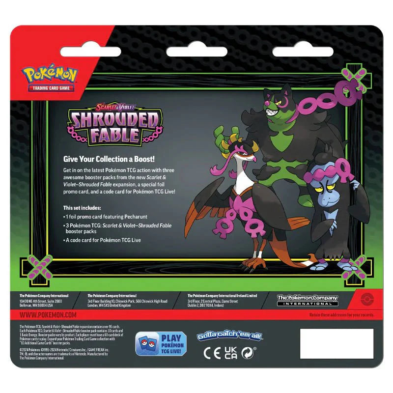 Pokémon Scarlet & Violet – SV6.5 Shrouded Fable – 3-Pack Blister Pecharunt