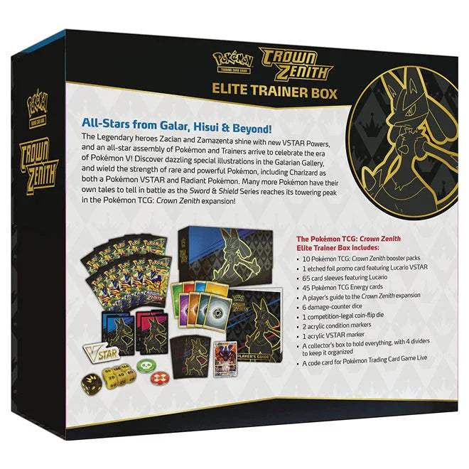 Pokémon Sword & Shield – SWSH12.5 Crown Zenith – Elite Trainer Box Sealed Case